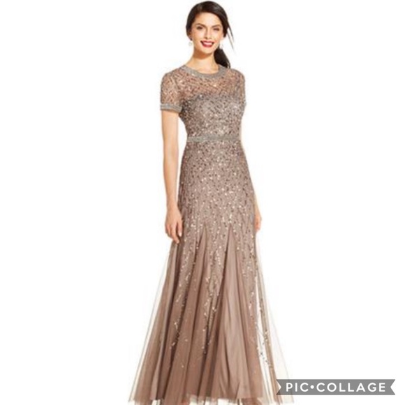 Adrianna Papell short sleeve embellished gown - Picture 4 of 12